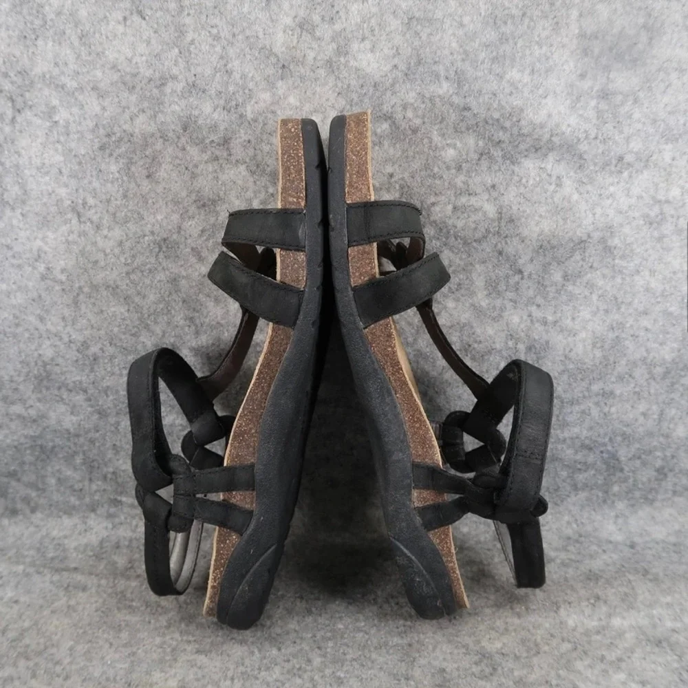 Teva Shoes Womens 9 Ventura Cork Sandals Leather Adjustable Strap Comfort Black - Picture 8 of 9